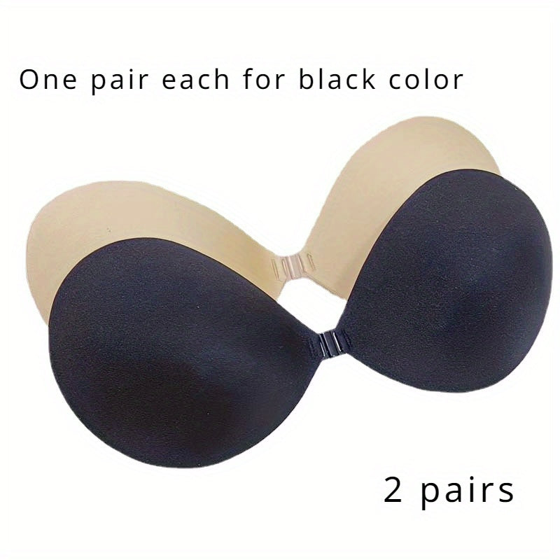 Self-Adhesive Strapless Invisible Bras Black and Skin Color for Women A-D Cups