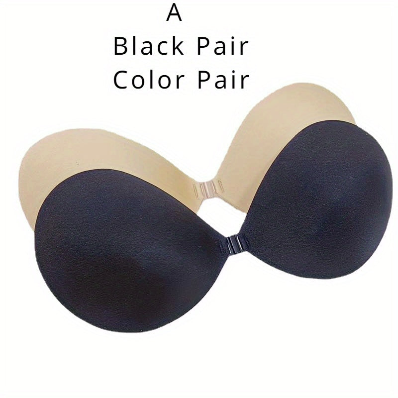 Self-Adhesive Strapless Invisible Bras Black and Skin Color for Women A-D Cups