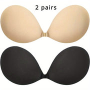 Self-Adhesive Strapless Invisible Bras Black and Skin Color for Women A-D Cups