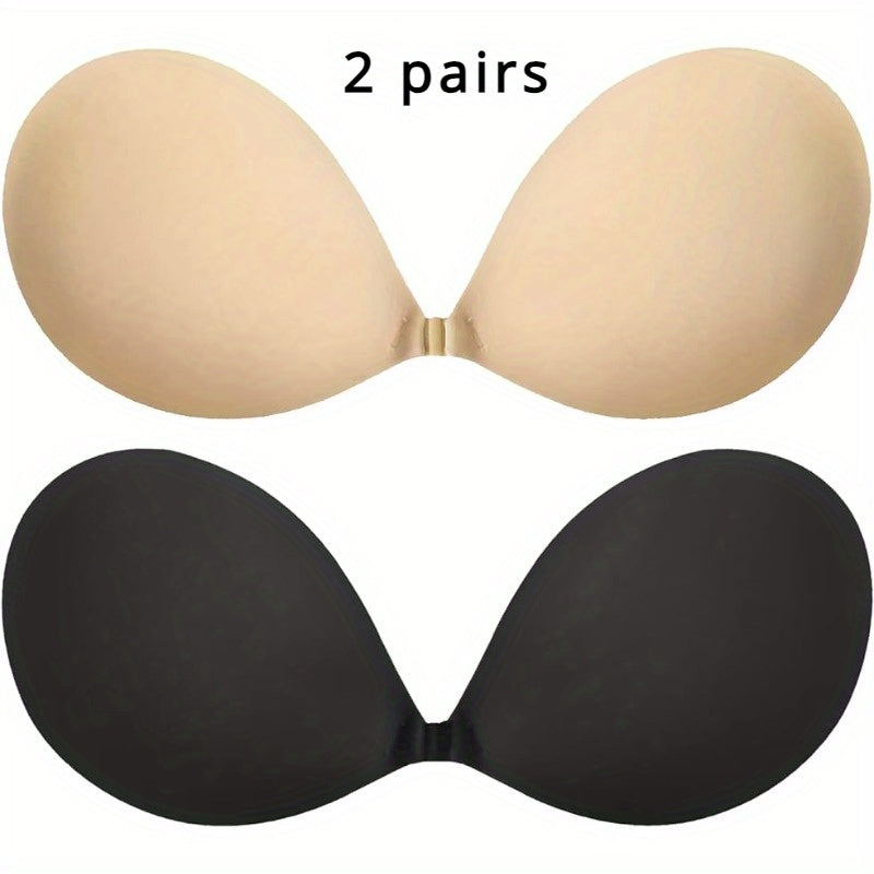 Self-Adhesive Strapless Invisible Bras Black and Skin Color for Women A-D Cups