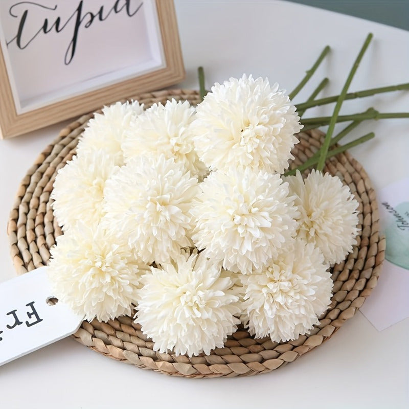 10pcs Artificial White Chrysanthemum Flowers Bouquet 29.5cm for Table Centerpieces and Garden Decor