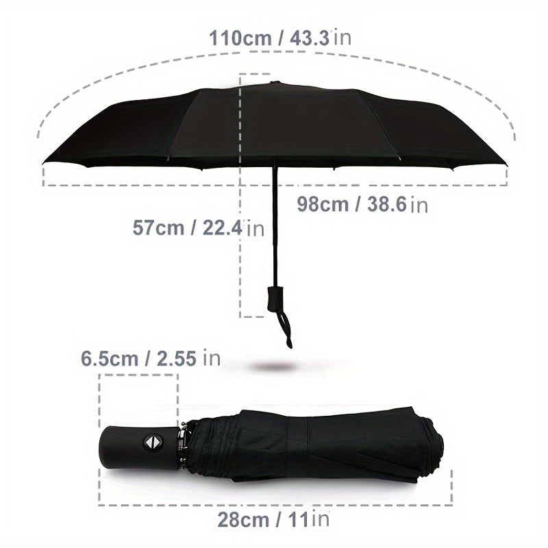 Men's Automatic Business Umbrella Water-Resistant Polyester Solid Color Classic Style