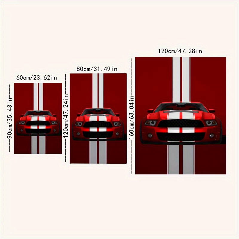 Velvet Doormat Red Racing Car Design Non-Slip Floor Rug for Living Room or Bedroom
