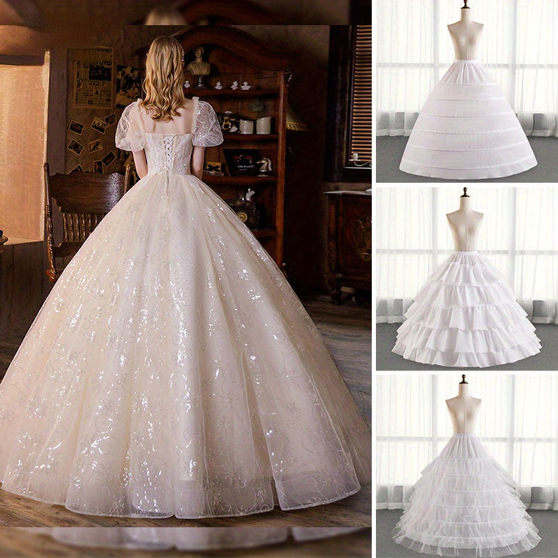 Wedding Dress with Multiple Hoops and Fluffy Underskirt for Bridal Gown