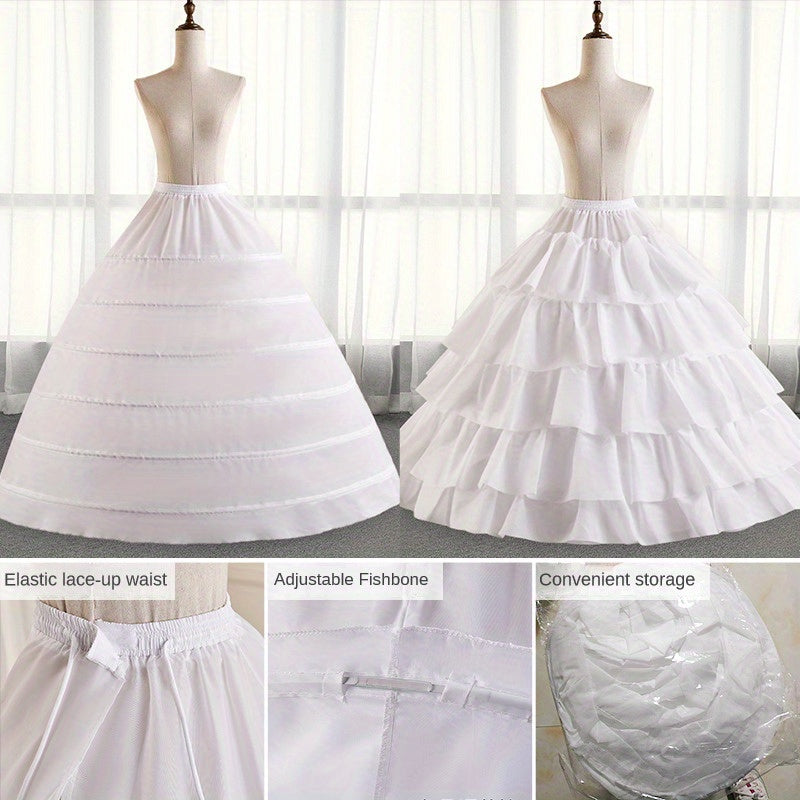 Wedding Dress with Multiple Hoops and Fluffy Underskirt for Bridal Gown