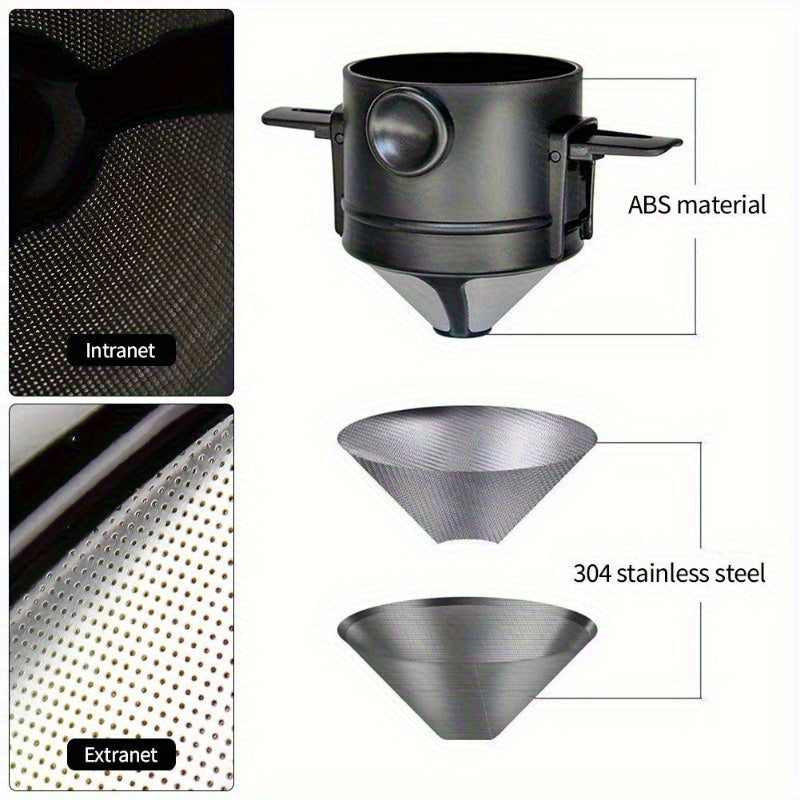 Stainless Steel Coffee Filter Foldable Portable Reusable Drip Funnel