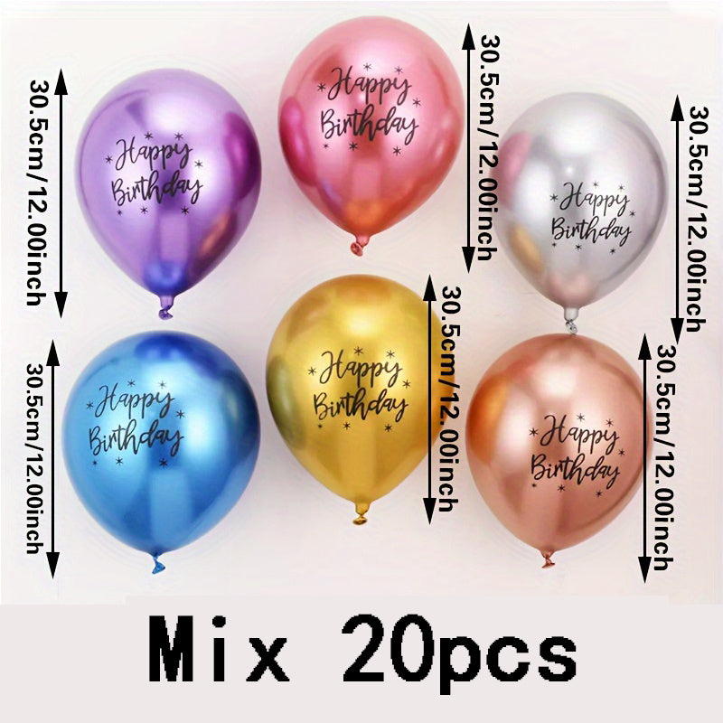Globos de látex metálicos para cumpleaños, bodas, graduaciones, colores mezclados, paquete de 20