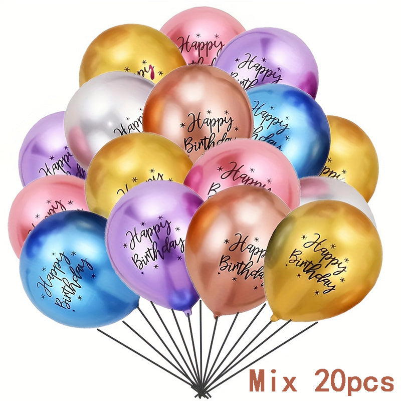 Globos de látex metálicos para cumpleaños, bodas, graduaciones, colores mezclados, paquete de 20