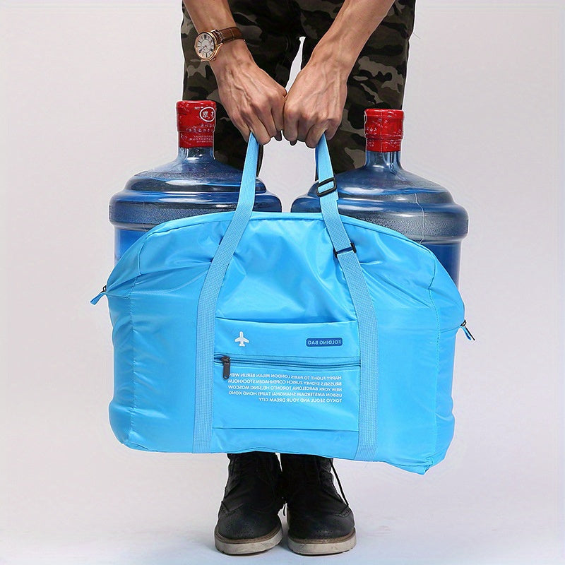 Foldable Travel Bag with Shoulder Strap, Large Capacity, Solid Color Trolley Storage Bag