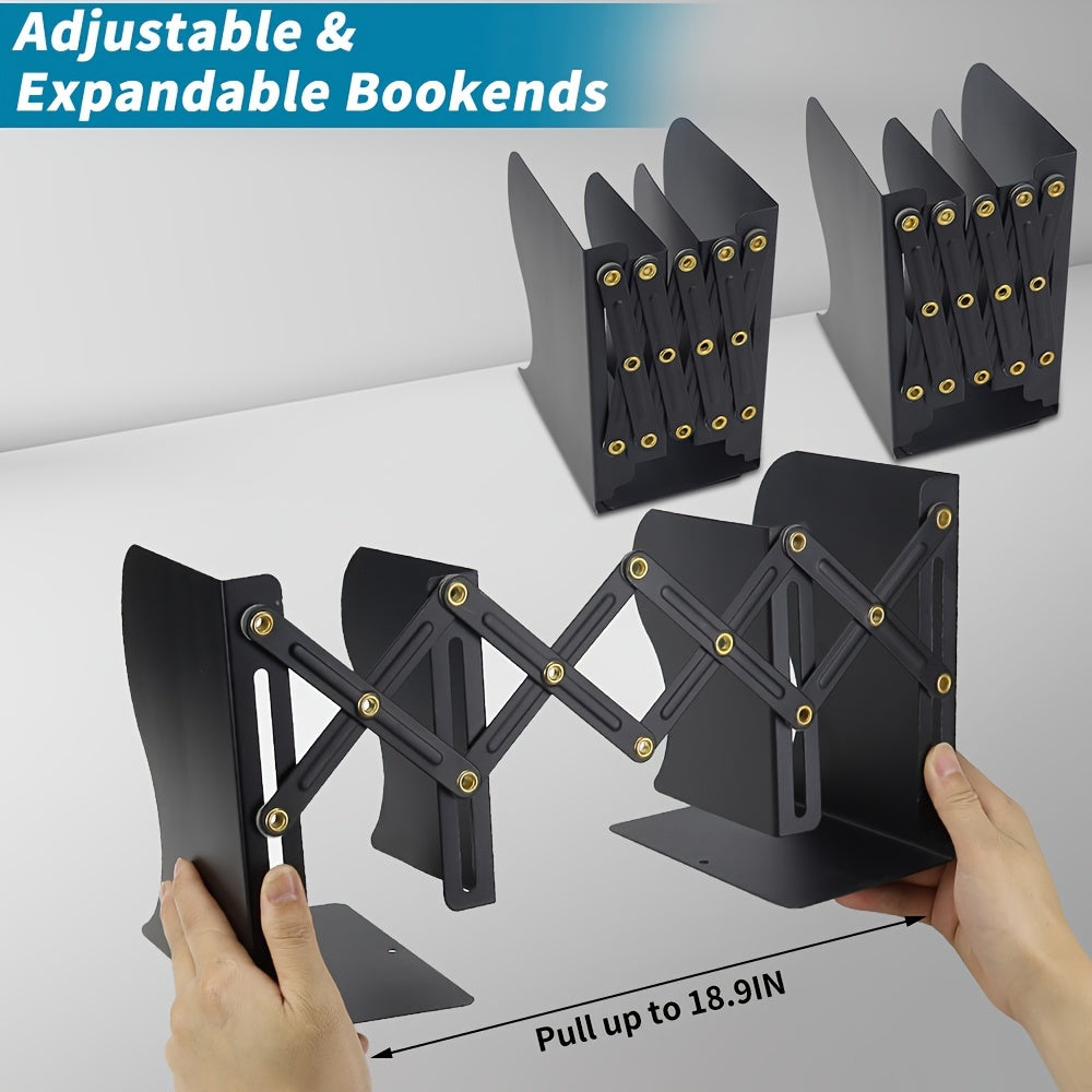 Expandable Metal Bookend for Office Desk Organizer, Adjustable Magazine Holder, 48.26 cm