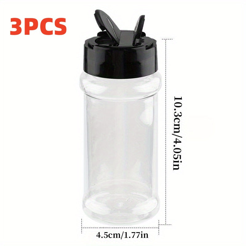 Set of 3 Spice Jars with Shaker Lids, MSG Bottle, Outdoor Pepper Shakers for Kitchen, Camping, BBQ