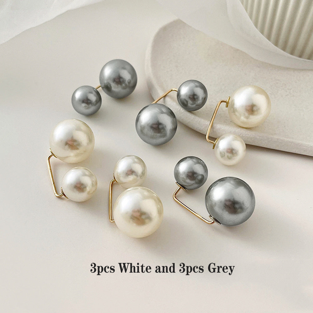 6-Piece Faux Pearl Brooch Set for Women with Scarf and Cardigan Clips