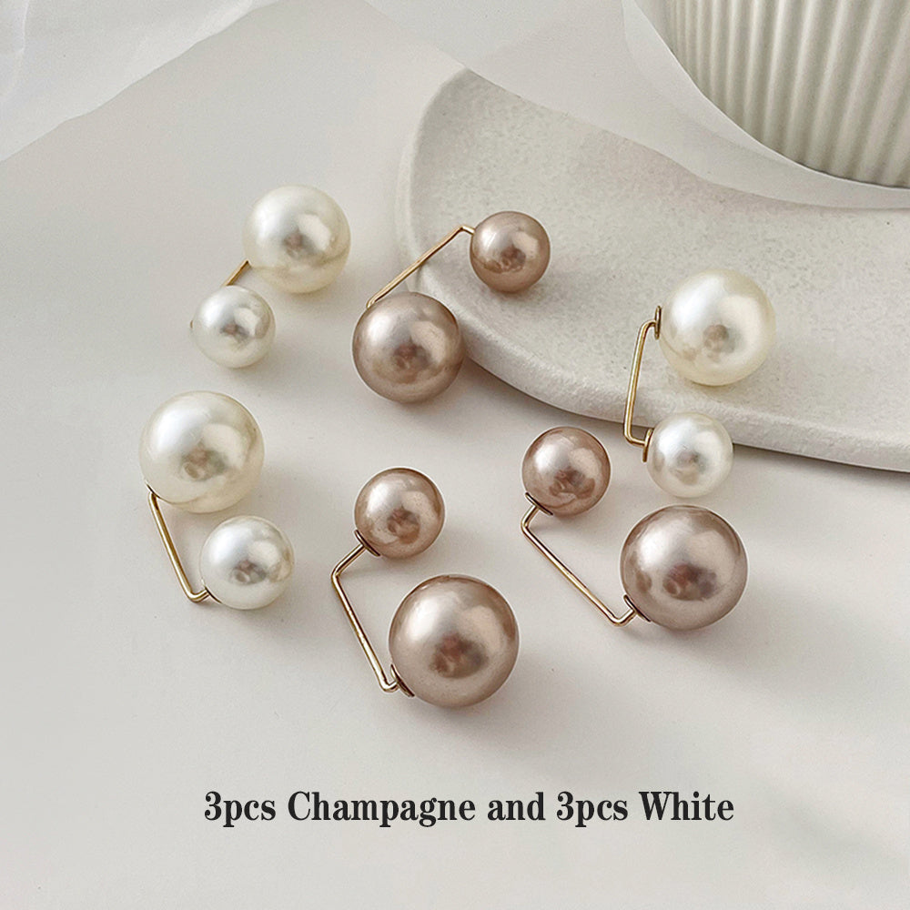 6-Piece Faux Pearl Brooch Set for Women with Scarf and Cardigan Clips