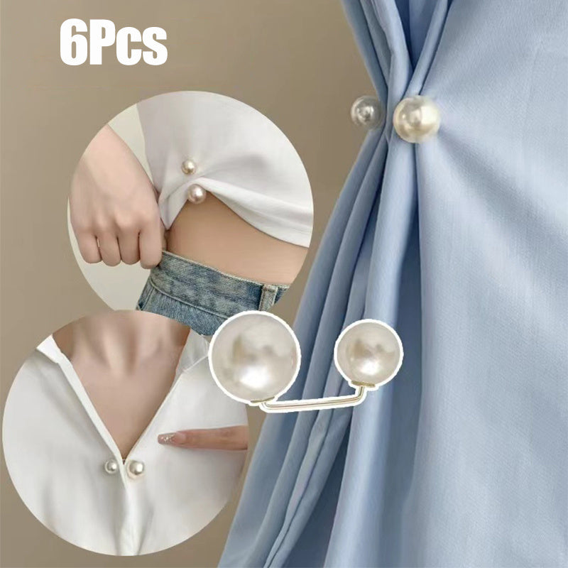 6-Piece Faux Pearl Brooch Set for Women with Scarf and Cardigan Clips