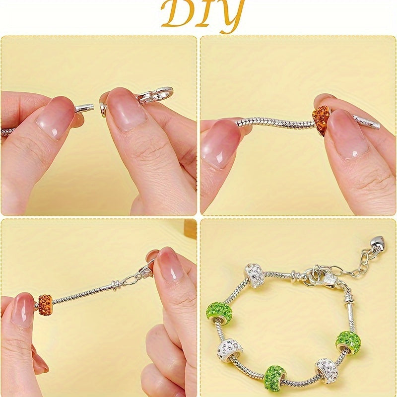 Set of 10 Gold or Silver Snake Bone Chain Bracelets with Heart Lobster Clasps