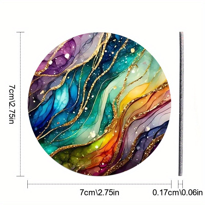 2pcs Car Coasters Faux Leather Shimmer Ripple Pattern Waterproof Non Slip