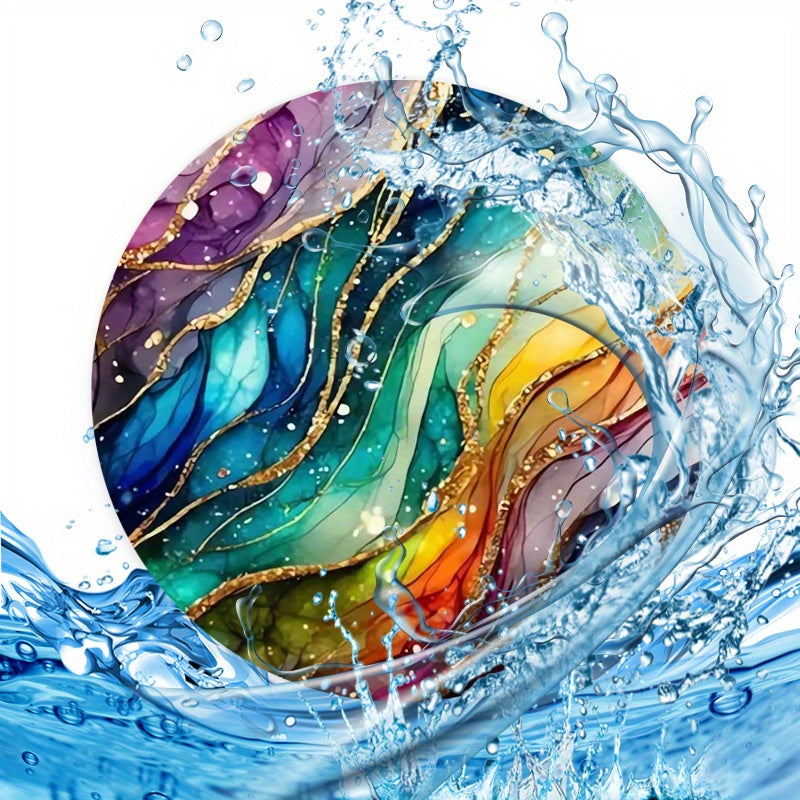 2pcs Car Coasters Faux Leather Shimmer Ripple Pattern Waterproof Non Slip