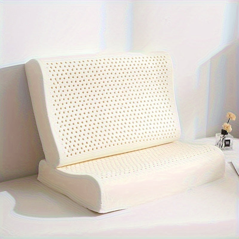 Orthopedic Latex Neck Pillow for Side Sleepers with Removable Cover Natural Rubber Medium Soft Massage Feature