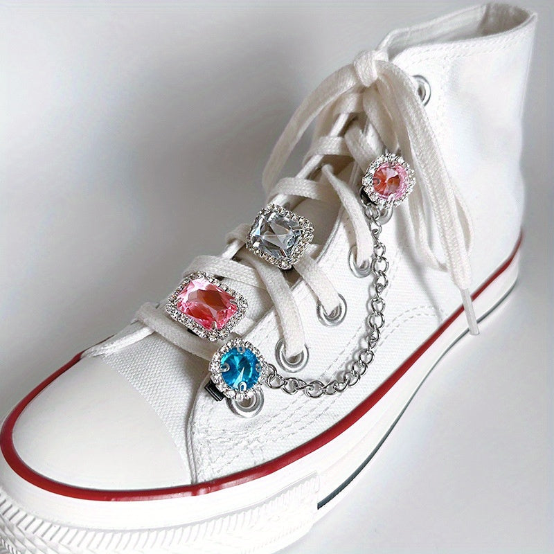 2PCS Rhinestone Shoe Laces Buckles for Sneakers Sparkling Shoe Charms