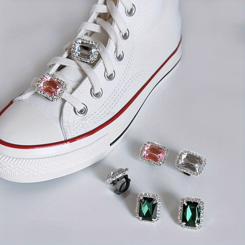 2PCS Rhinestone Shoe Laces Buckles for Sneakers Sparkling Shoe Charms