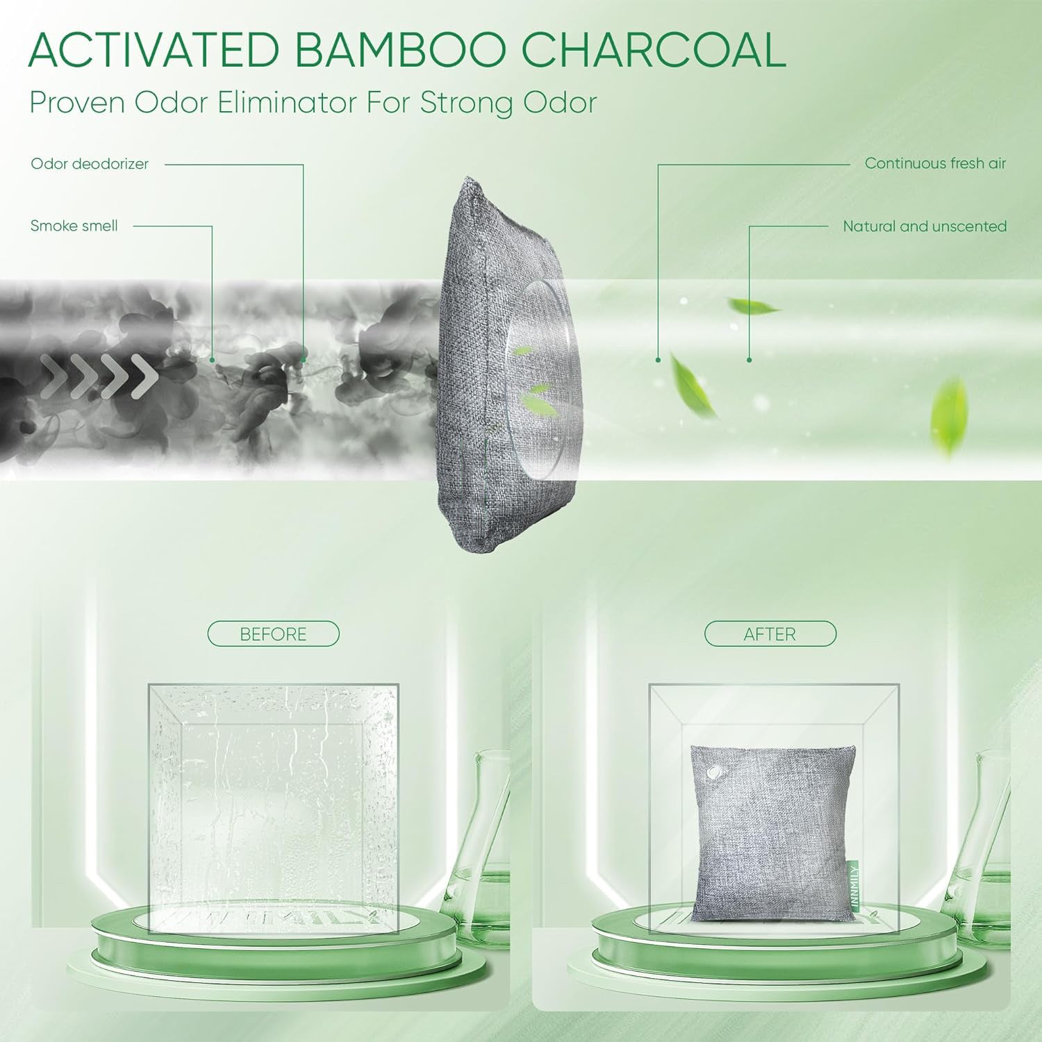 Large Activated Charcoal Odor Absorber 200g Bamboo Air Bags for Home Car Closet