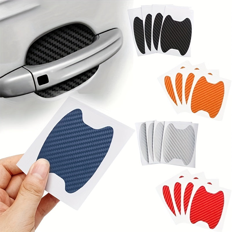 Car Door Handle Protector Set 4 Pieces Carbon Fiber Scratch-Resistant Exterior Accessories