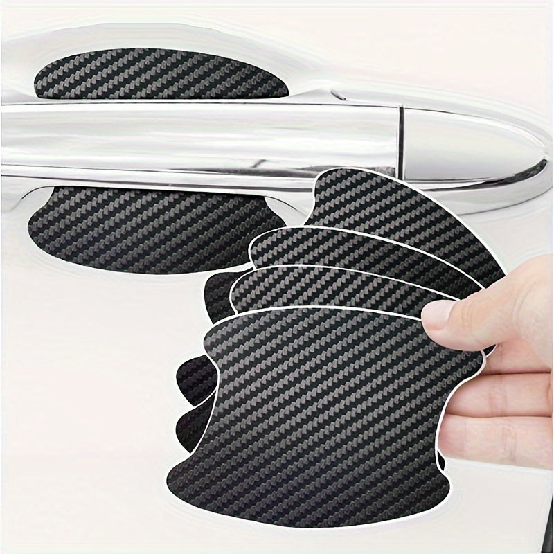 Car Door Handle Protector Set 4 Pieces Carbon Fiber Scratch-Resistant Exterior Accessories