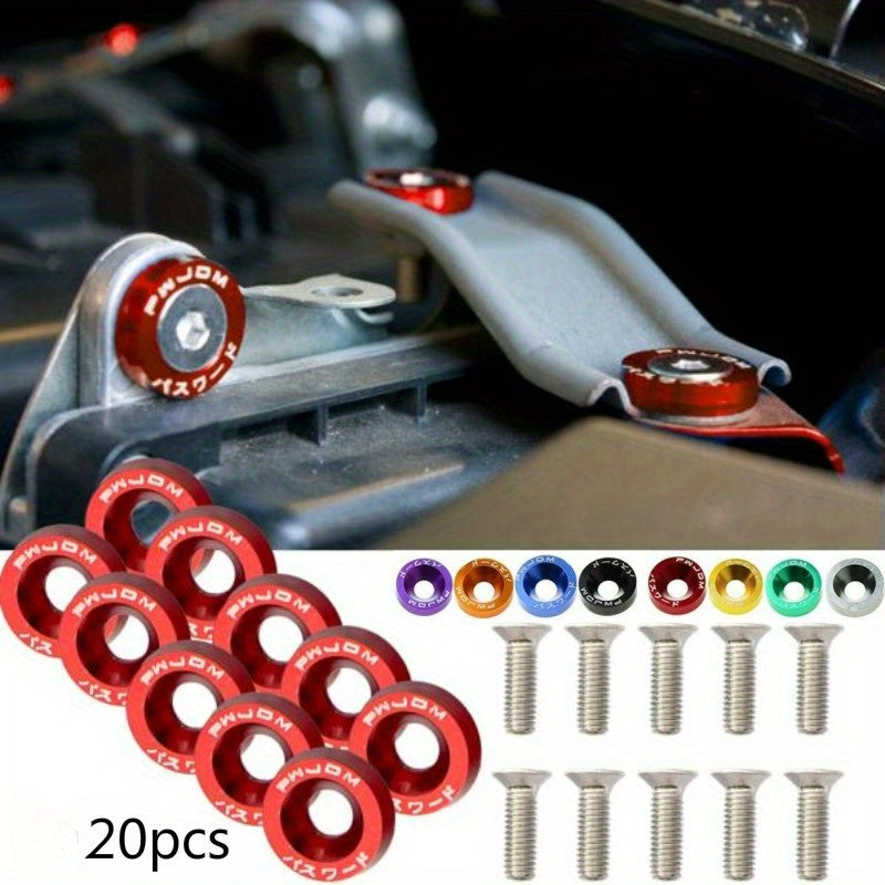20pcs Aluminum M6 Fender Washers License Plate Bolts Car Decoration
