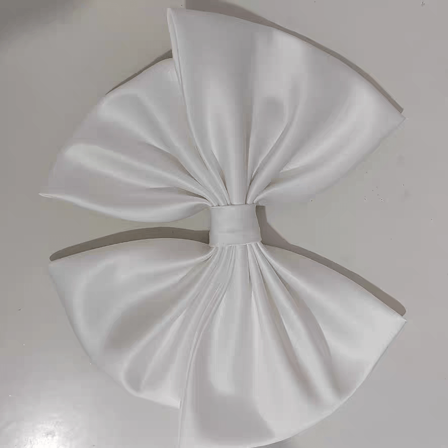 White Ivory Satin Bow Dress Accent 34.8cm Organza for Special Occasions