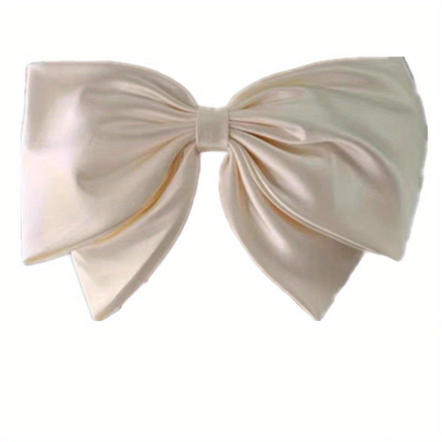 White Ivory Satin Bow Dress Accent 34.8cm Organza for Special Occasions