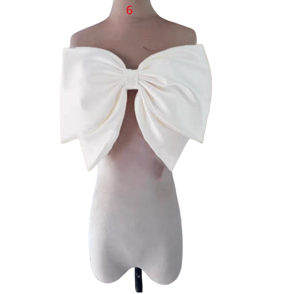 White Ivory Satin Bow Dress Accent 34.8cm Organza for Special Occasions