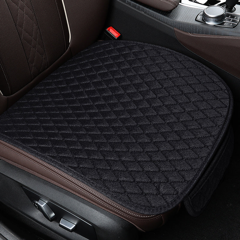 Set of 3 Linen Car Seat Cushions Breathable Comfortable All Seasons Small Rhombus Pattern