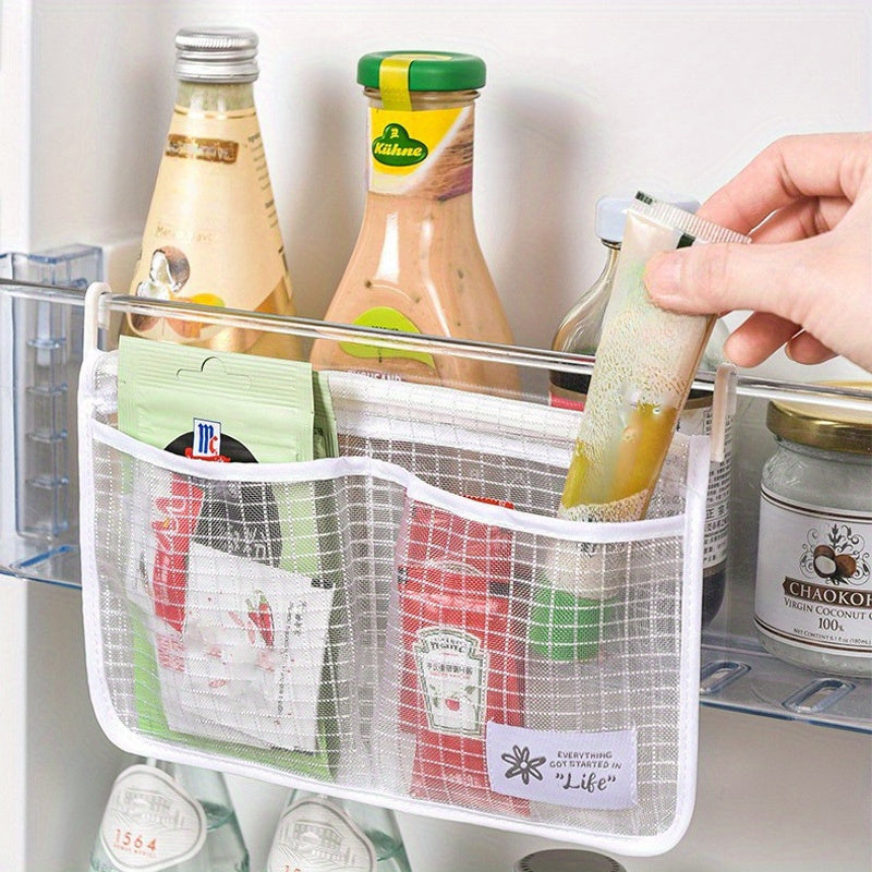 Multipurpose Fabric Refrigerator Door Organizer Hanging Mesh Storage Bag Kitchen Supplies