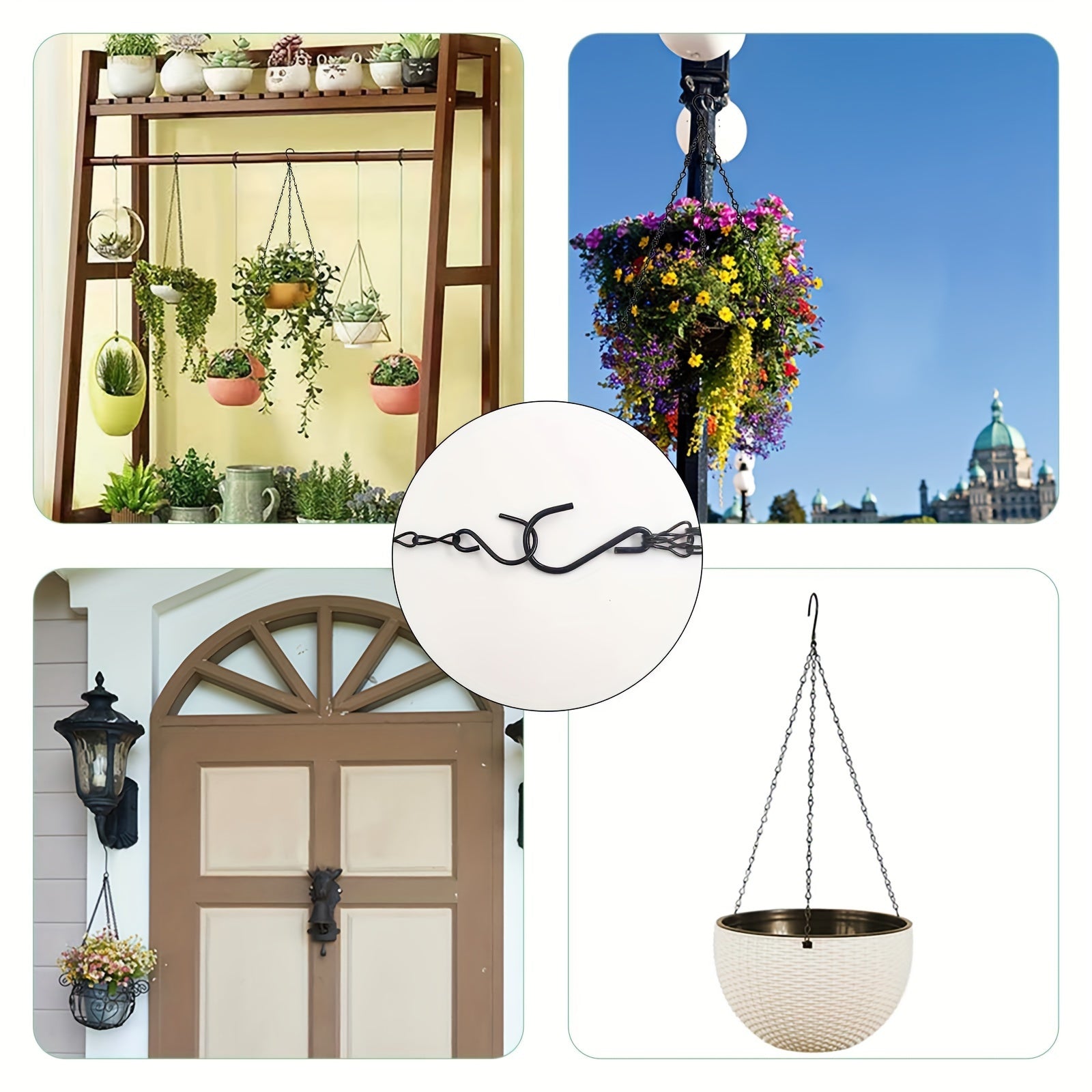 Set of 3 Black Iron Adjustable Replacement Chains for Hanging Glasses Planters Bird Feeders Lanterns Outdoor Decor