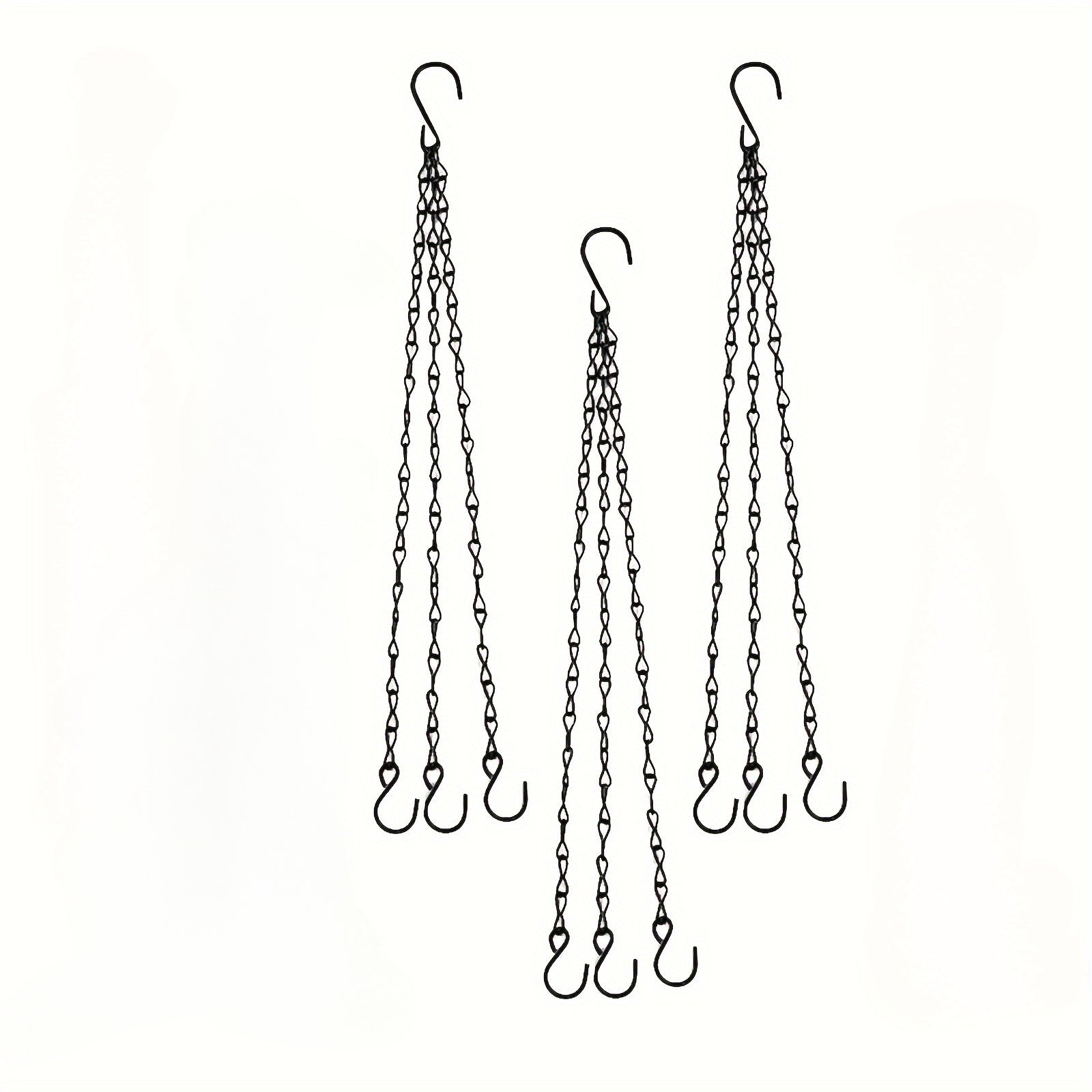 Set of 3 Black Iron Adjustable Replacement Chains for Hanging Glasses Planters Bird Feeders Lanterns Outdoor Decor