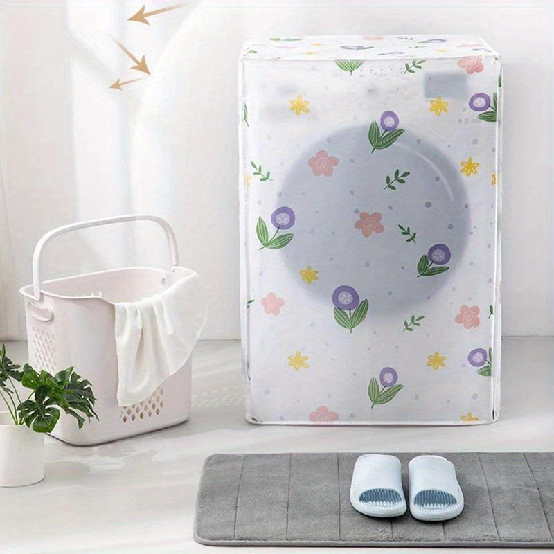 Waterproof PEVA Washing Machine Cover with Floral Design for Front Load Dust Protection