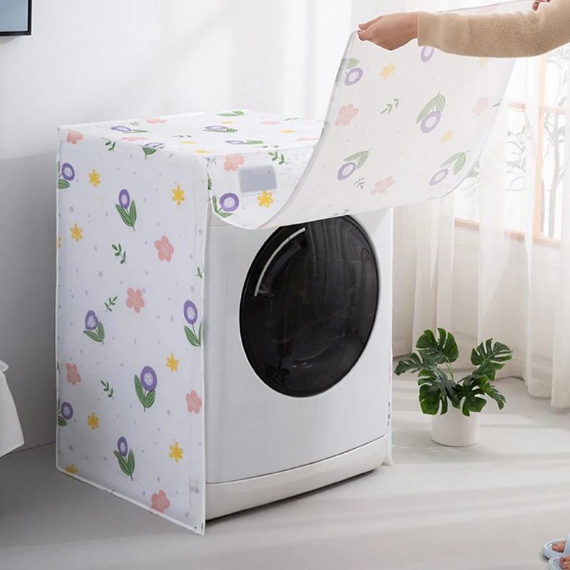 Waterproof PEVA Washing Machine Cover with Floral Design for Front Load Dust Protection