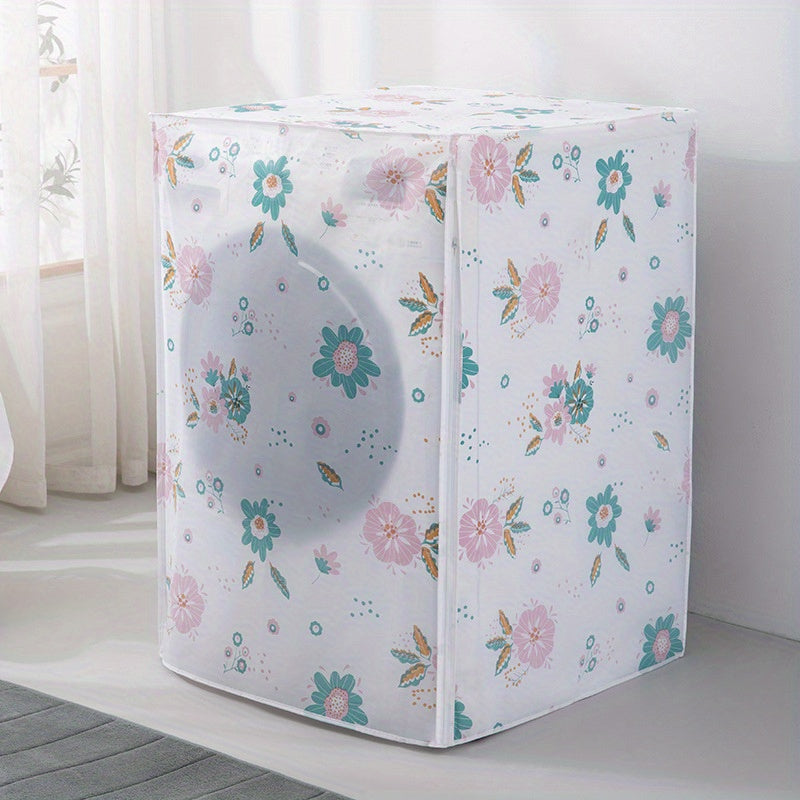 Waterproof PEVA Washing Machine Cover with Floral Design for Front Load Dust Protection