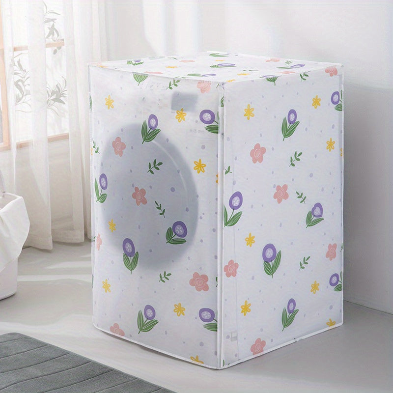 Waterproof PEVA Washing Machine Cover with Floral Design for Front Load Dust Protection