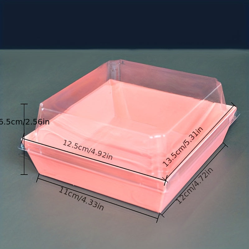 Set of 20 Pink Square Dessert Containers with Clear Lids for Cakes Cookies Brownies