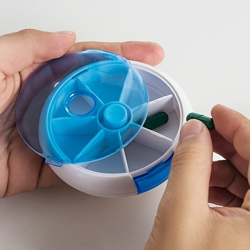 Portable Lightweight 7-Day Rotating Pill Organizer for Travel and Vitamins