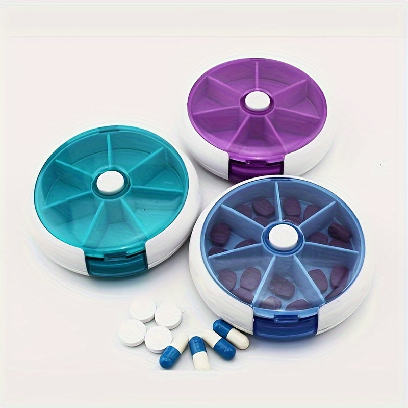 Portable Lightweight 7-Day Rotating Pill Organizer for Travel and Vitamins