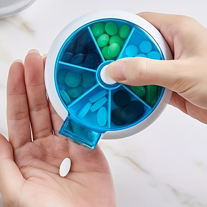 Portable Lightweight 7-Day Rotating Pill Organizer for Travel and Vitamins