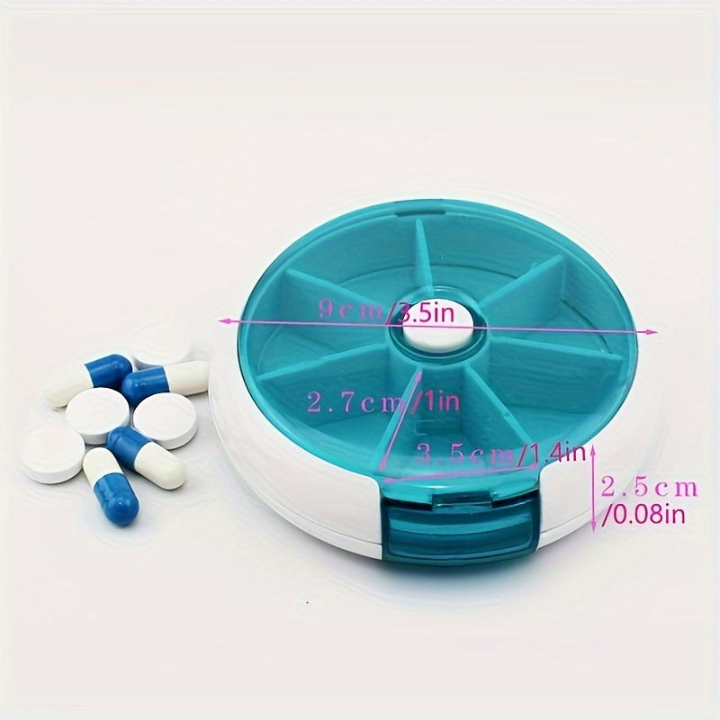Portable Lightweight 7-Day Rotating Pill Organizer for Travel and Vitamins