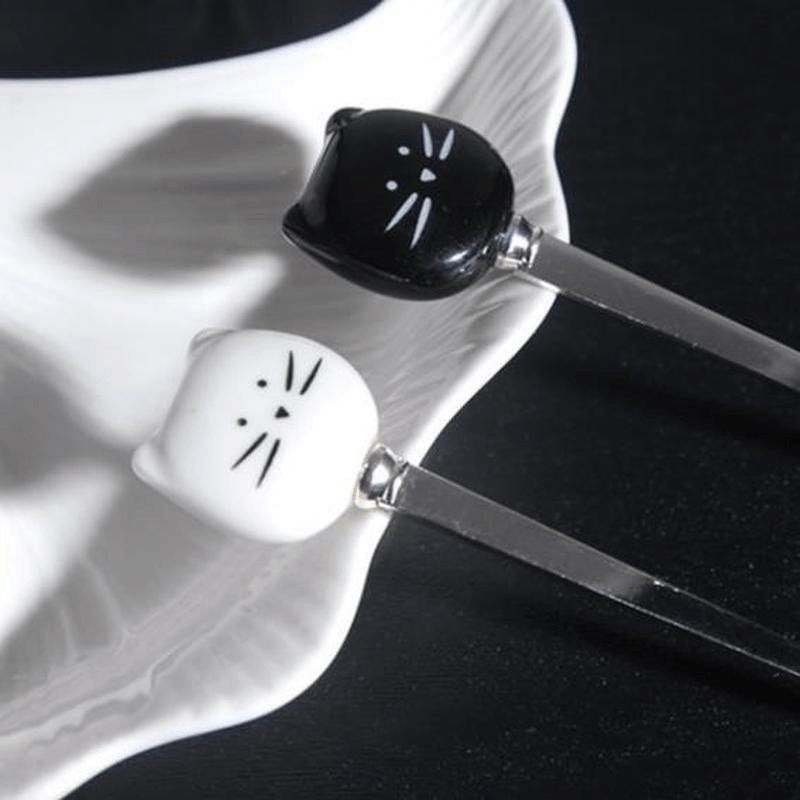 Stainless Steel Cartoon Cat Spoon for Ice Cream Tea Soup Durable Easy to Clean