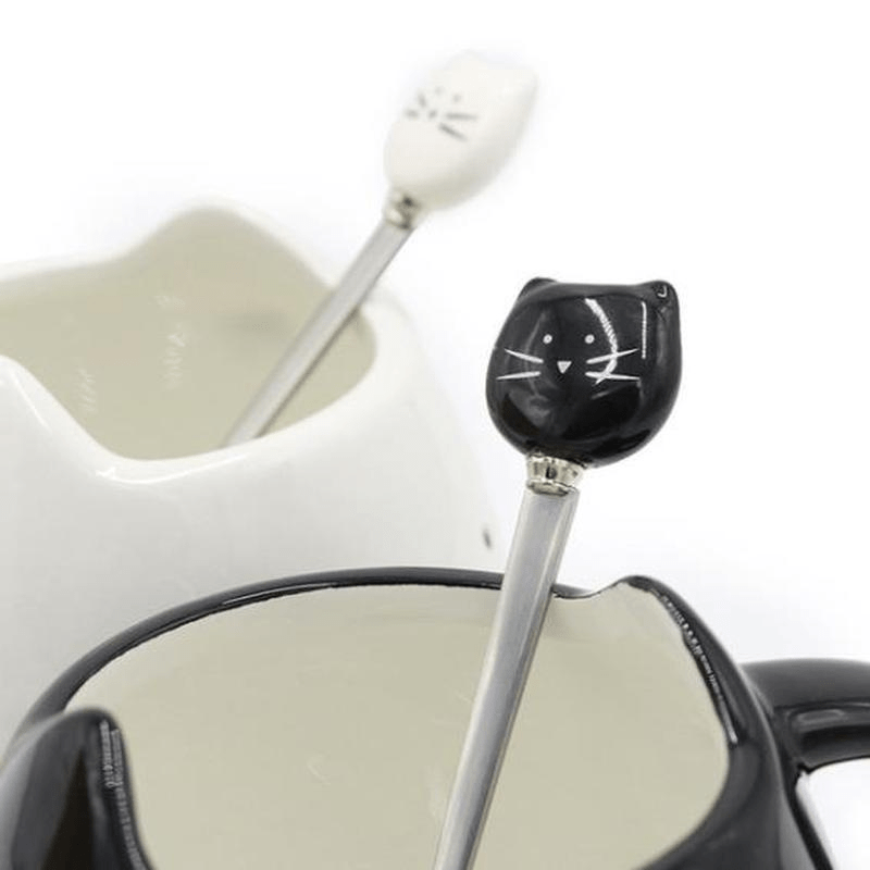 Stainless Steel Cartoon Cat Spoon for Ice Cream Tea Soup Durable Easy to Clean