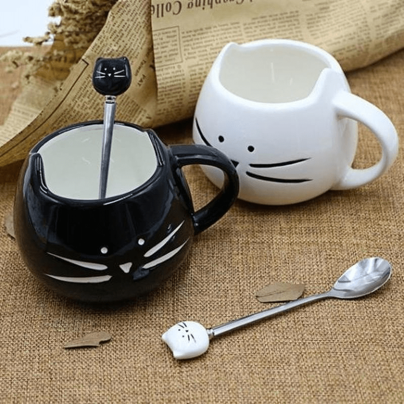 Stainless Steel Cartoon Cat Spoon for Ice Cream Tea Soup Durable Easy to Clean