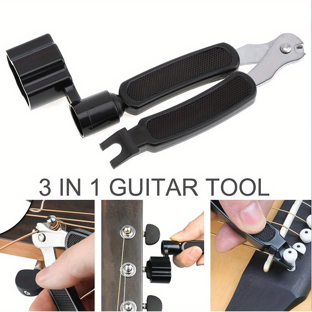 Guitar Maintenance Kit with Essential Tools for Repairs and Cleaning Black Metal Plastic