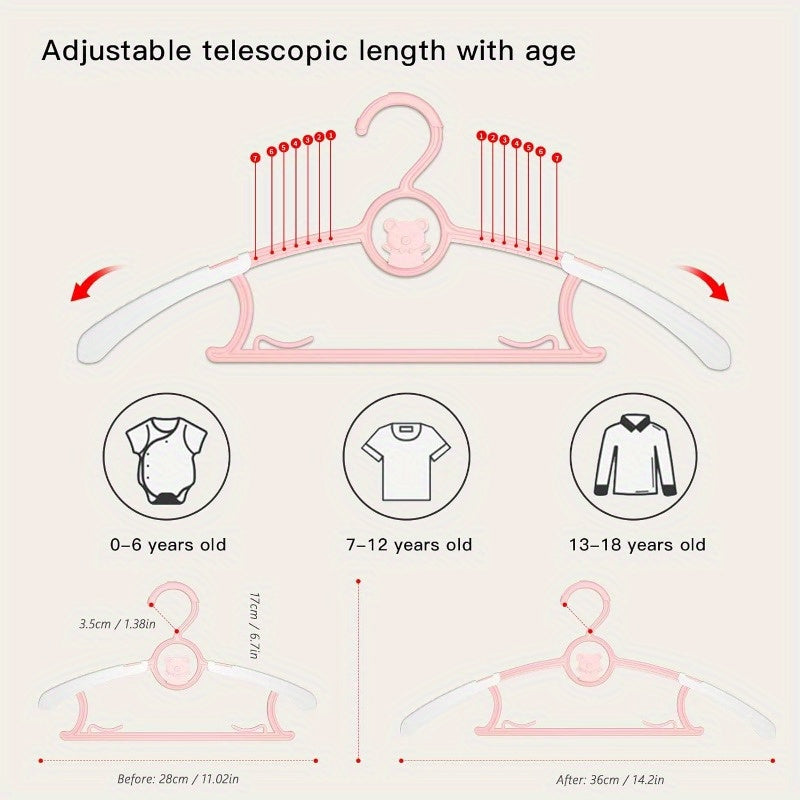 Juego de 20 perchas de plástico antideslizantes para armario infantil para ropa de niños y adolescentes