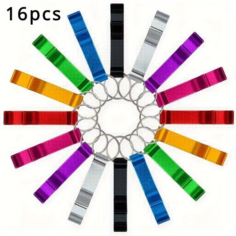 16 Metal Keychain Bottle Openers in 8 Colors Portable Beer Bottle Openers